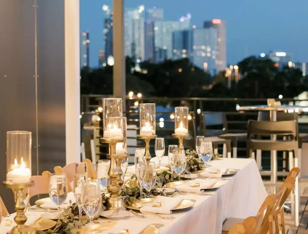 A dinner table at Rooftop 220 in Tampa.